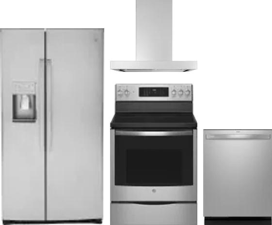 4 Piece Package Includes Refrigerator, Range, Hood And Dishwasher